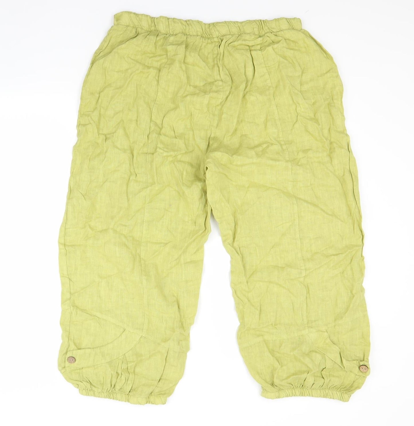 Womens UK Size M Preworn Regular Fit Capri Green Trousers