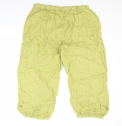 Womens UK Size M Preworn Regular Fit Capri Green Trousers