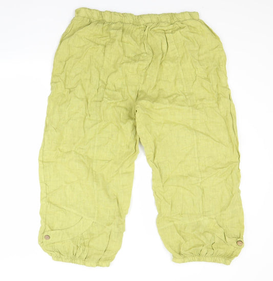 Womens UK Size M Preworn Regular Fit Capri Green Trousers