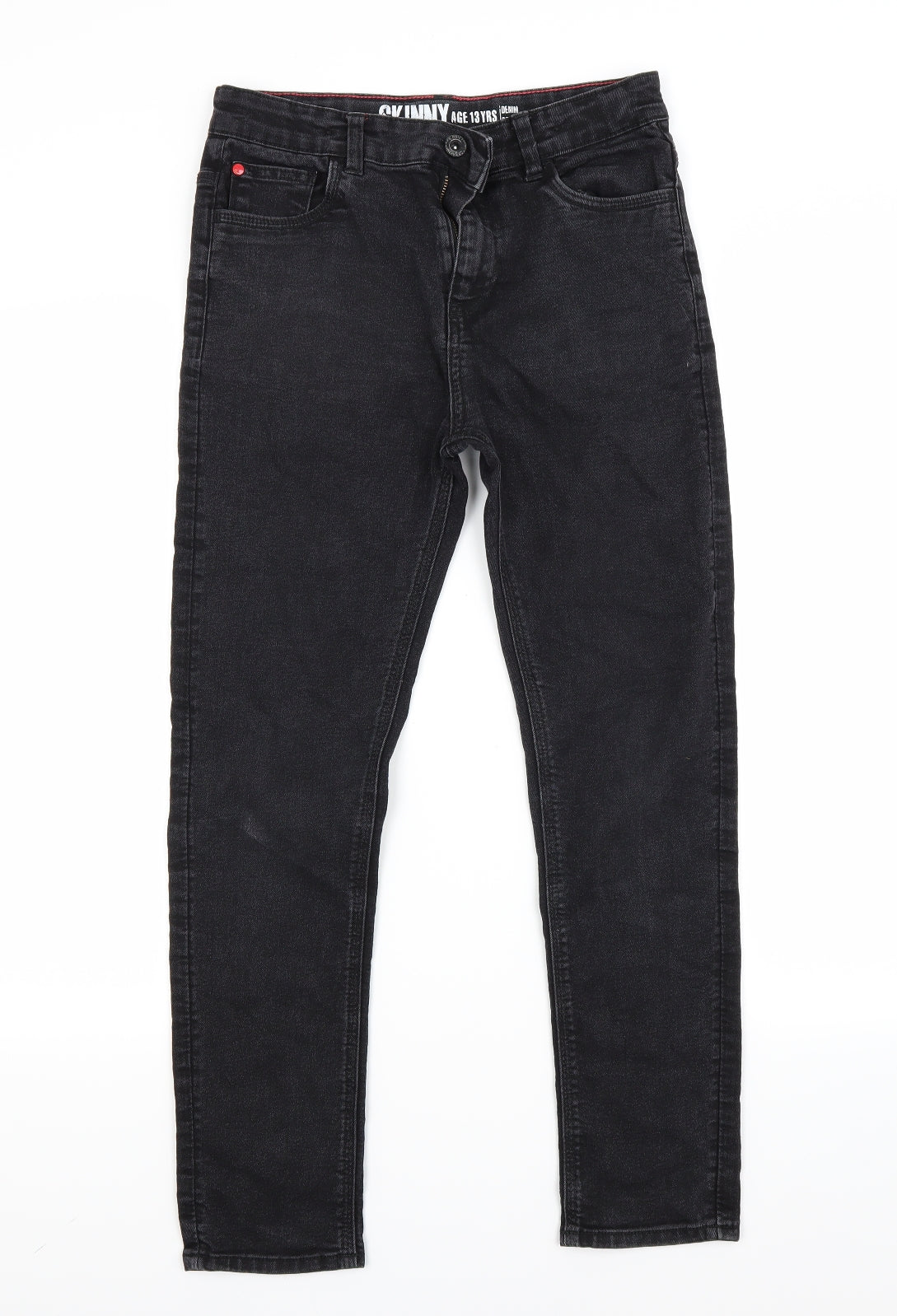 Preworn Girls Black  Denim Skinny Jeans Size 13 Years
