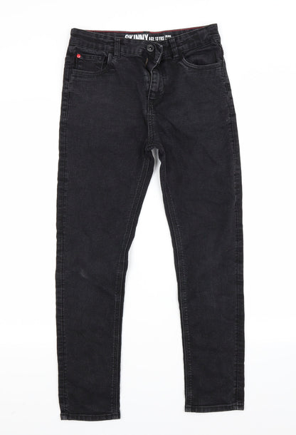 Preworn Girls Black  Denim Skinny Jeans Size 13 Years