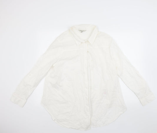 Womens UK Size 16 Peacocks White Basic Button-Up