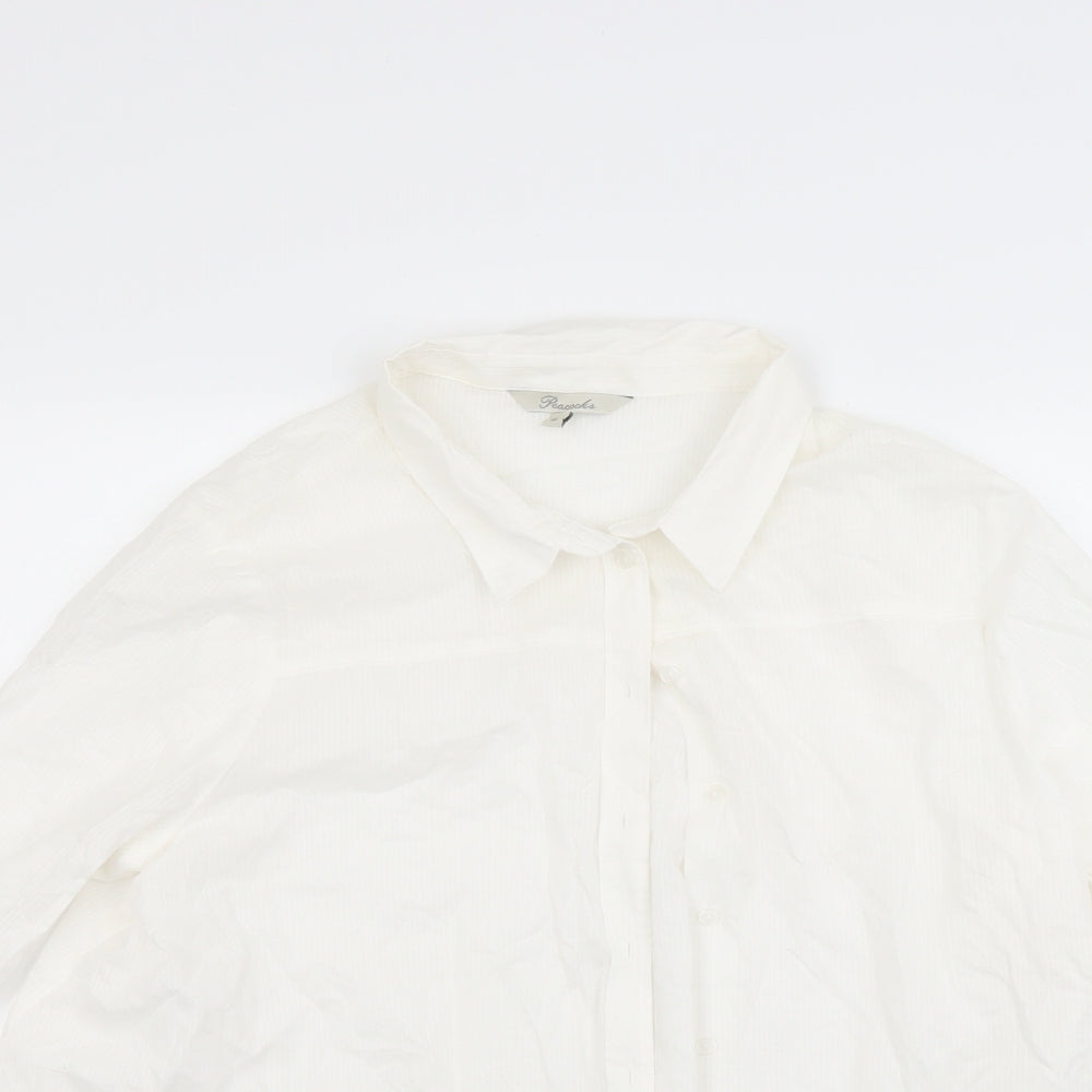 Womens UK Size 16 Peacocks White Basic Button-Up
