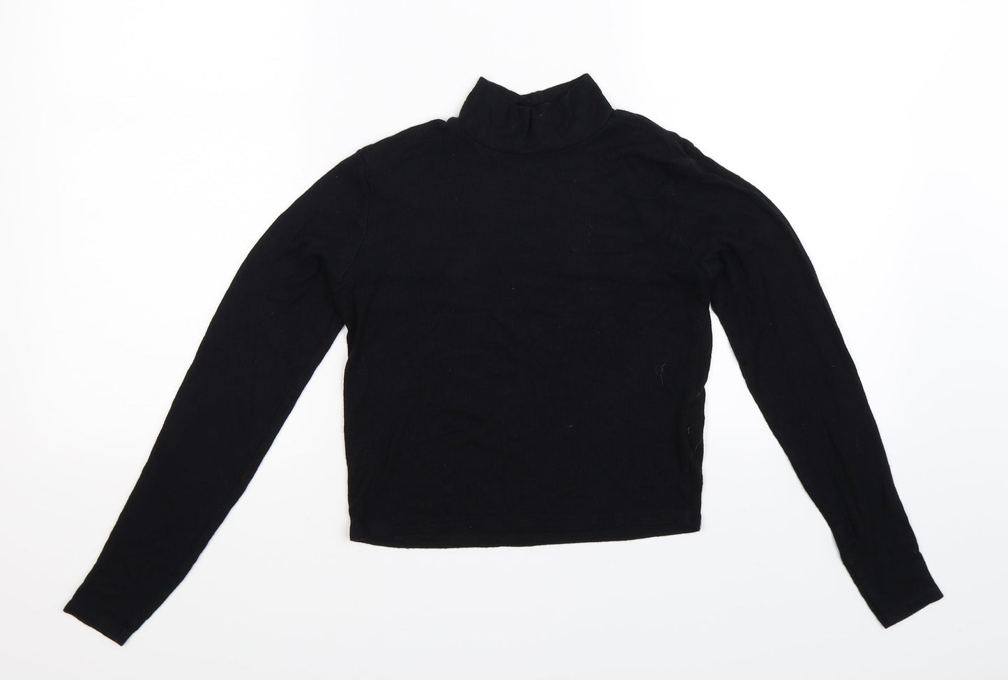 Womens UK Size 12 Quiz Black Cropped T-Shirt