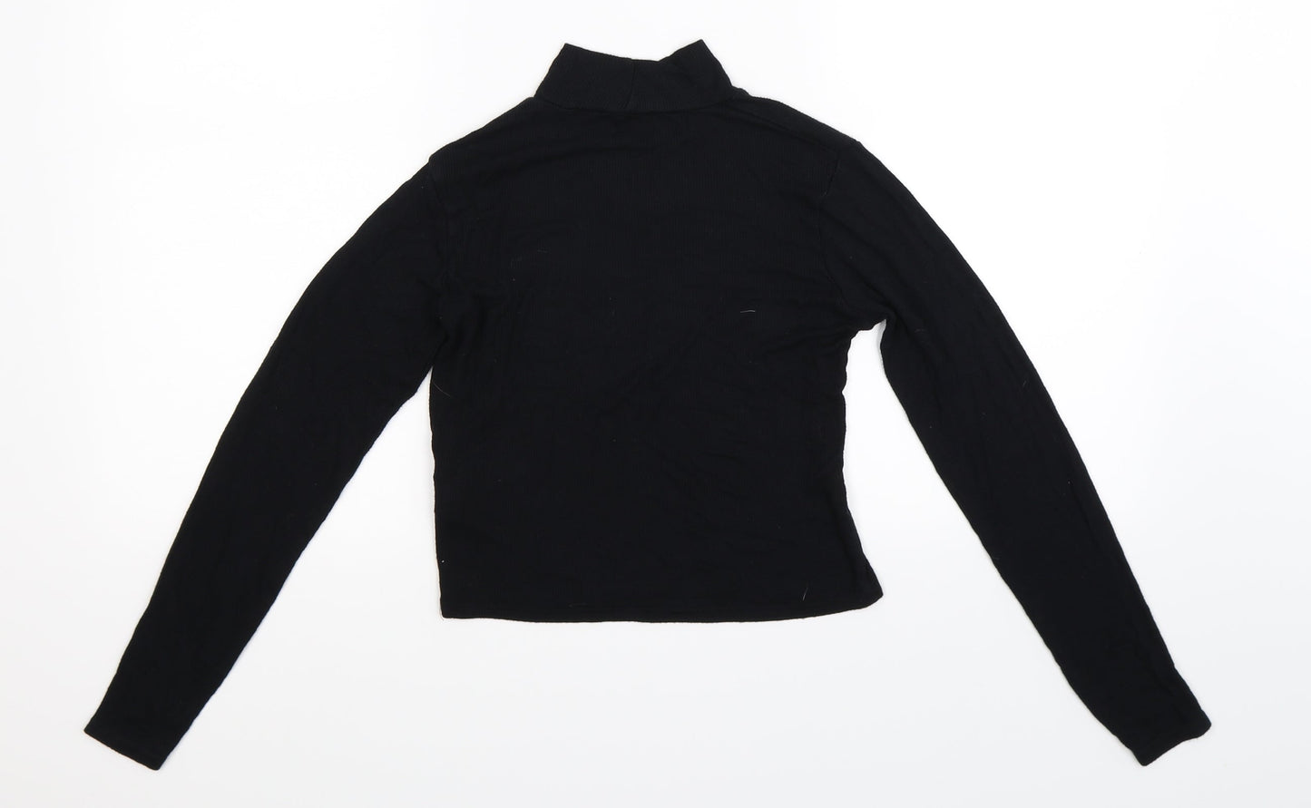 Womens UK Size 12 Quiz Black Cropped T-Shirt