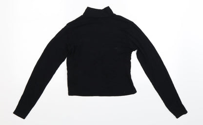 Womens UK Size 12 Quiz Black Cropped T-Shirt