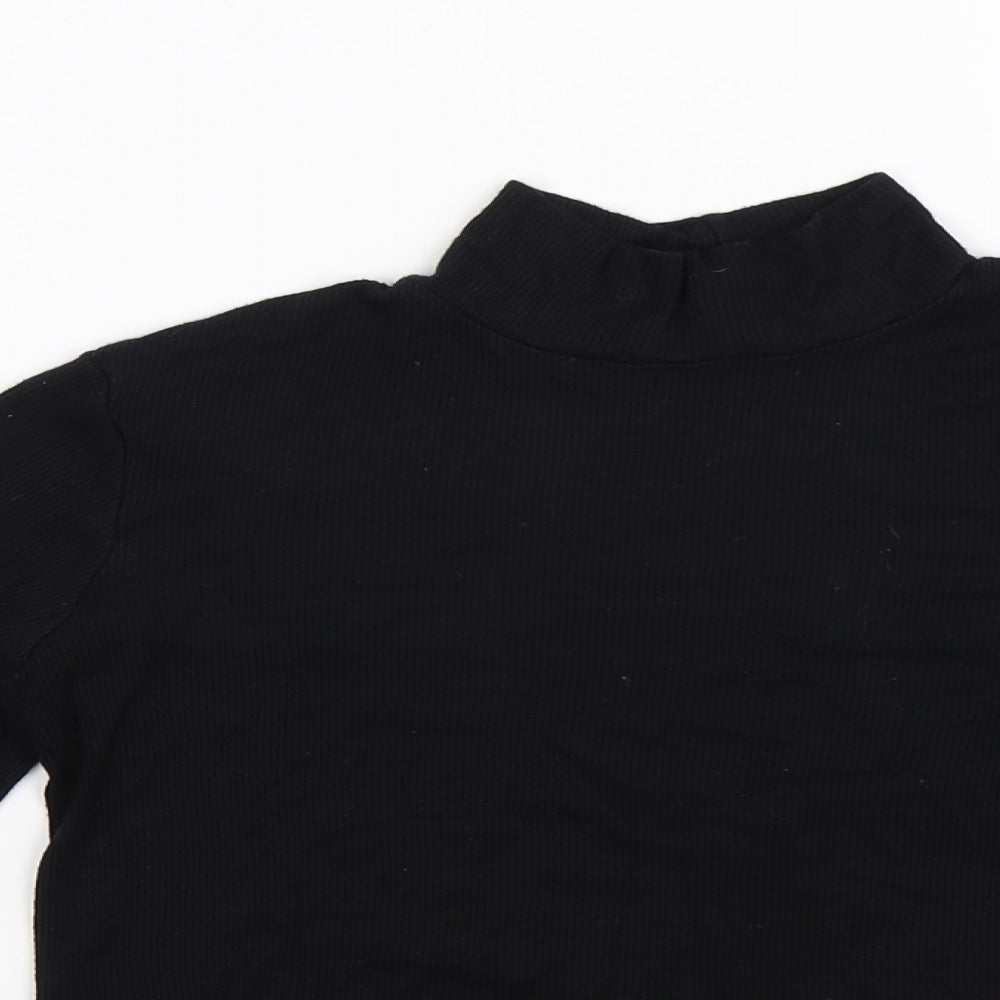 Womens UK Size 12 Quiz Black Cropped T-Shirt