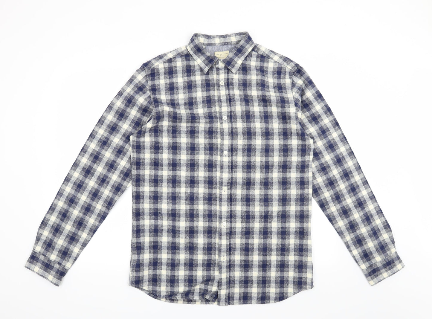 Selected Homme Mens Blue Check   Button-Up Size M