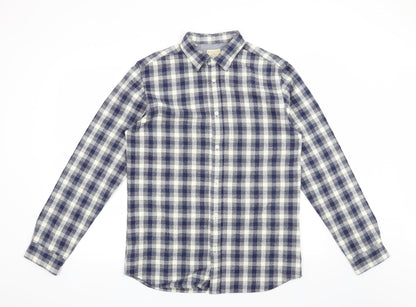 Selected Homme Mens Blue Check   Button-Up Size M