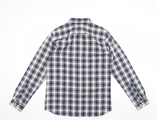 Selected Homme Mens Blue Check   Button-Up Size M