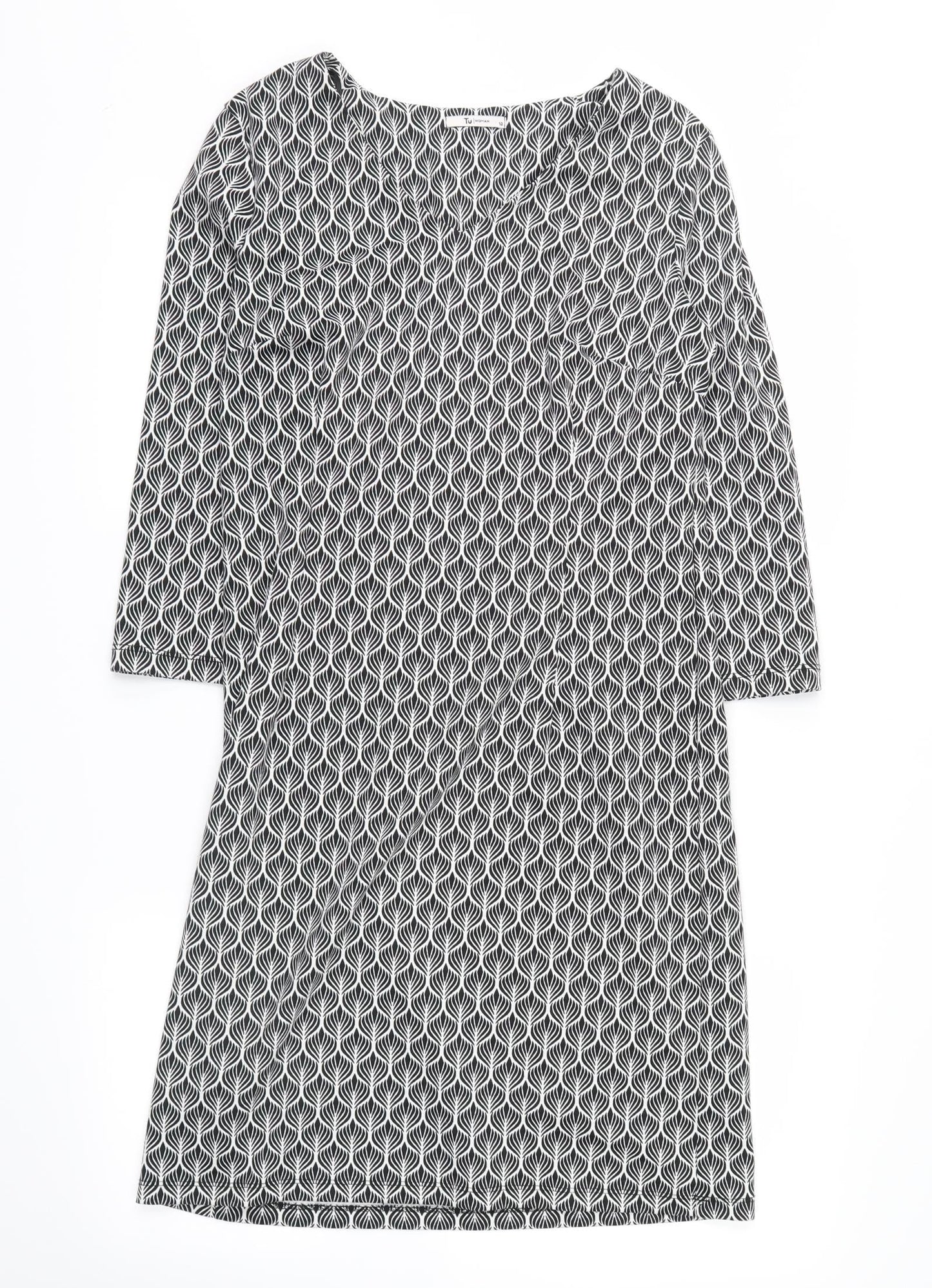 TU Womens Black Floral  Shirt Dress  Size 10