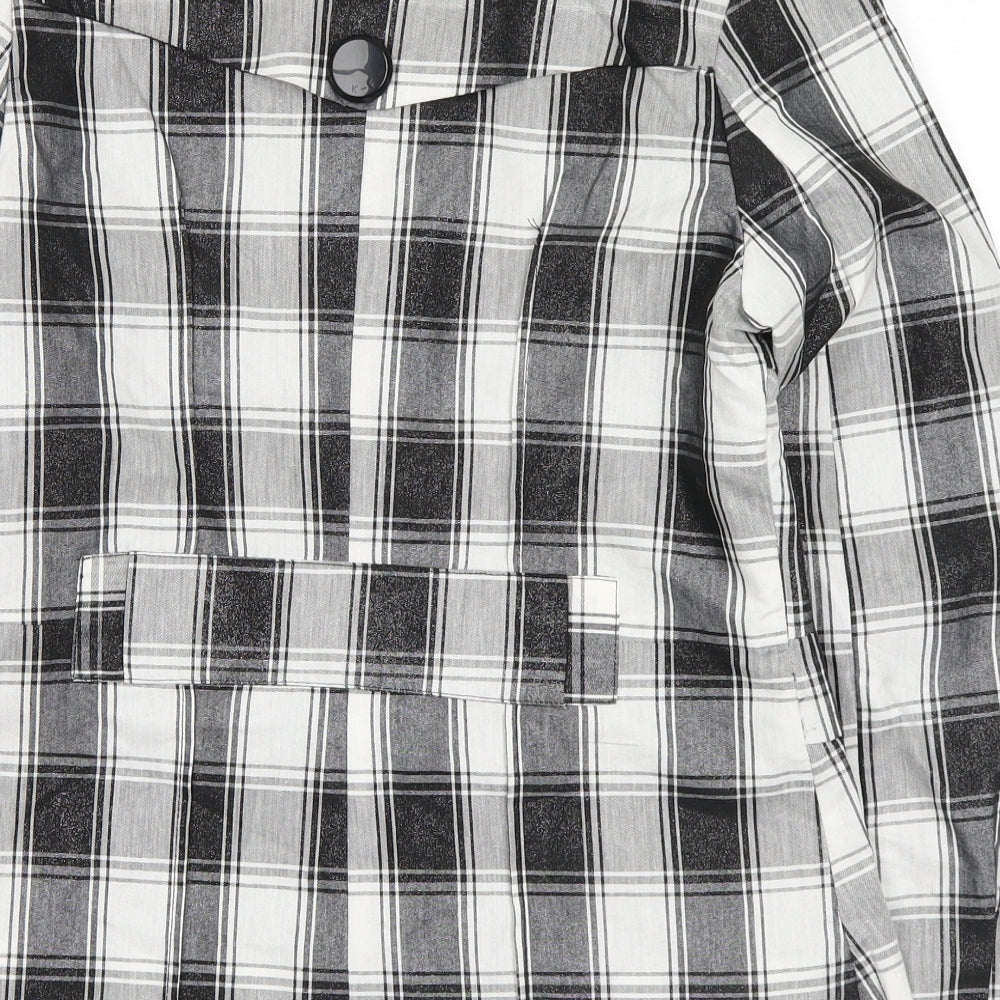 kiss fashion Womens White Plaid  Jacket Blazer Size S