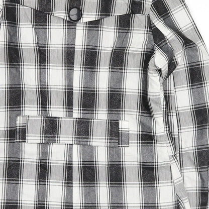 kiss fashion Womens White Plaid  Jacket Blazer Size S