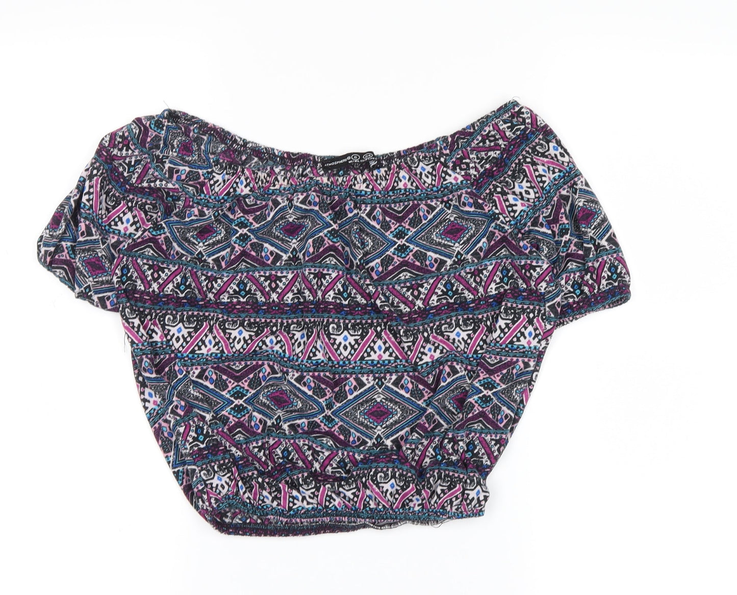 Atmosphere Womens Purple Floral  Cropped T-Shirt Size 6