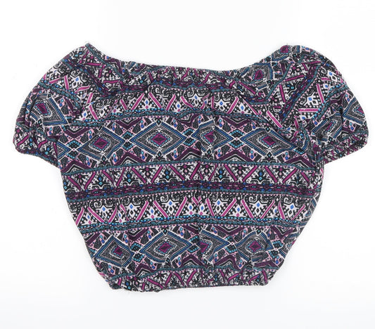 Atmosphere Womens Purple Floral  Cropped T-Shirt Size 6