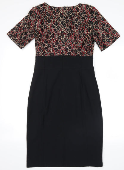 collection london Womens Black Floral  Shirt Dress  Size 8