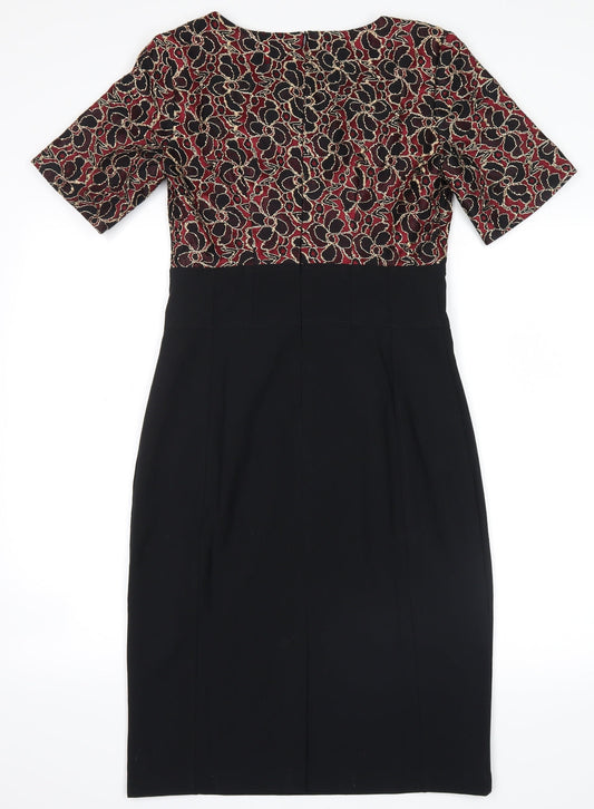 collection london Womens Black Floral  Shirt Dress  Size 8