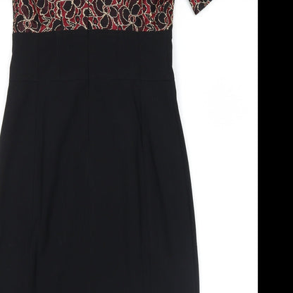 collection london Womens Black Floral  Shirt Dress  Size 8