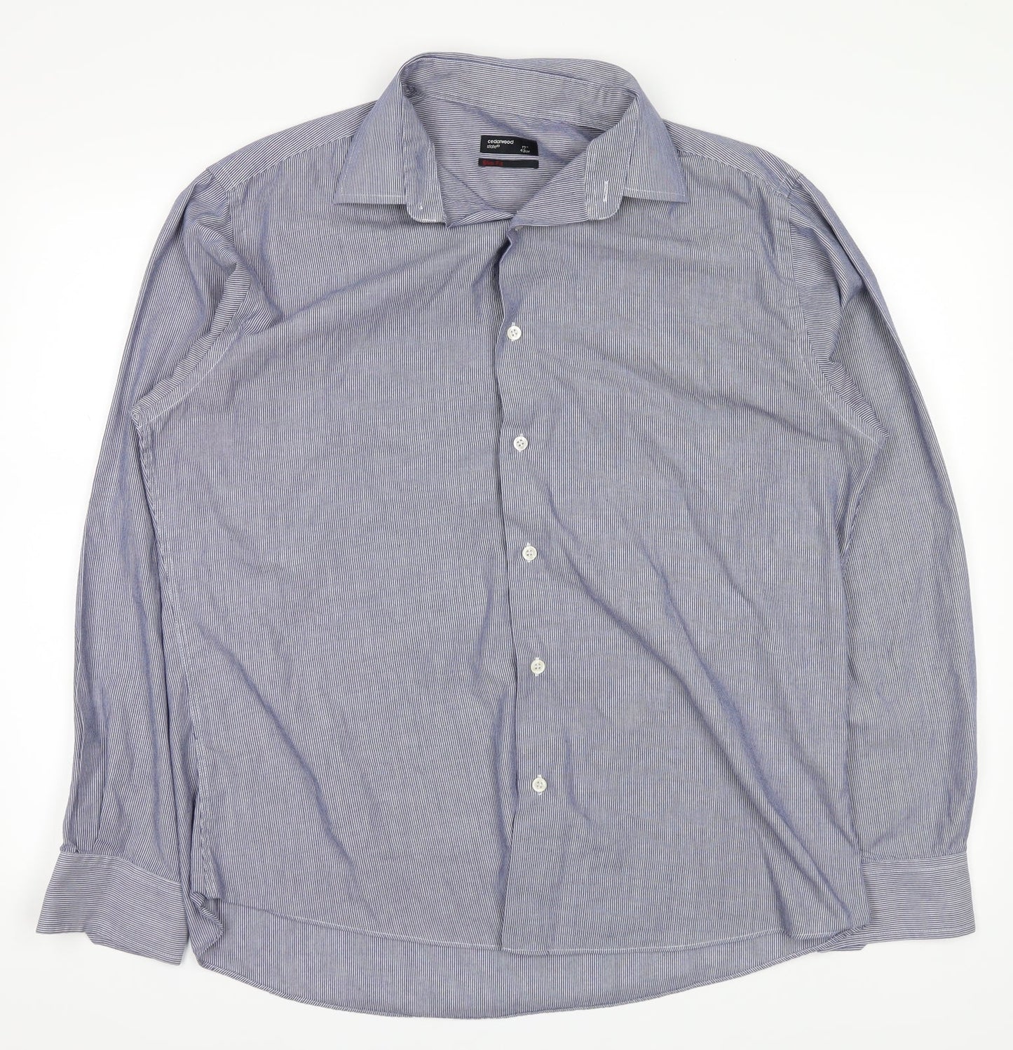 Mens UK Size 15 cedarwood Blue  Button-Up Long Sleeve Casual Shirt
