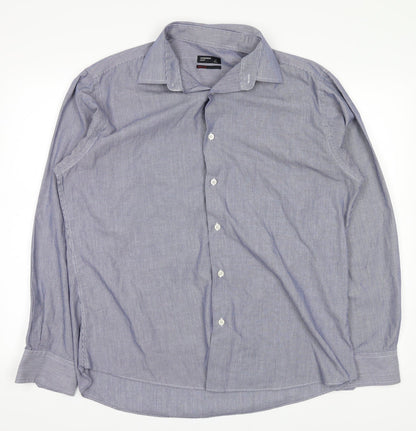 Mens UK Size 15 cedarwood Blue  Button-Up Long Sleeve Casual Shirt