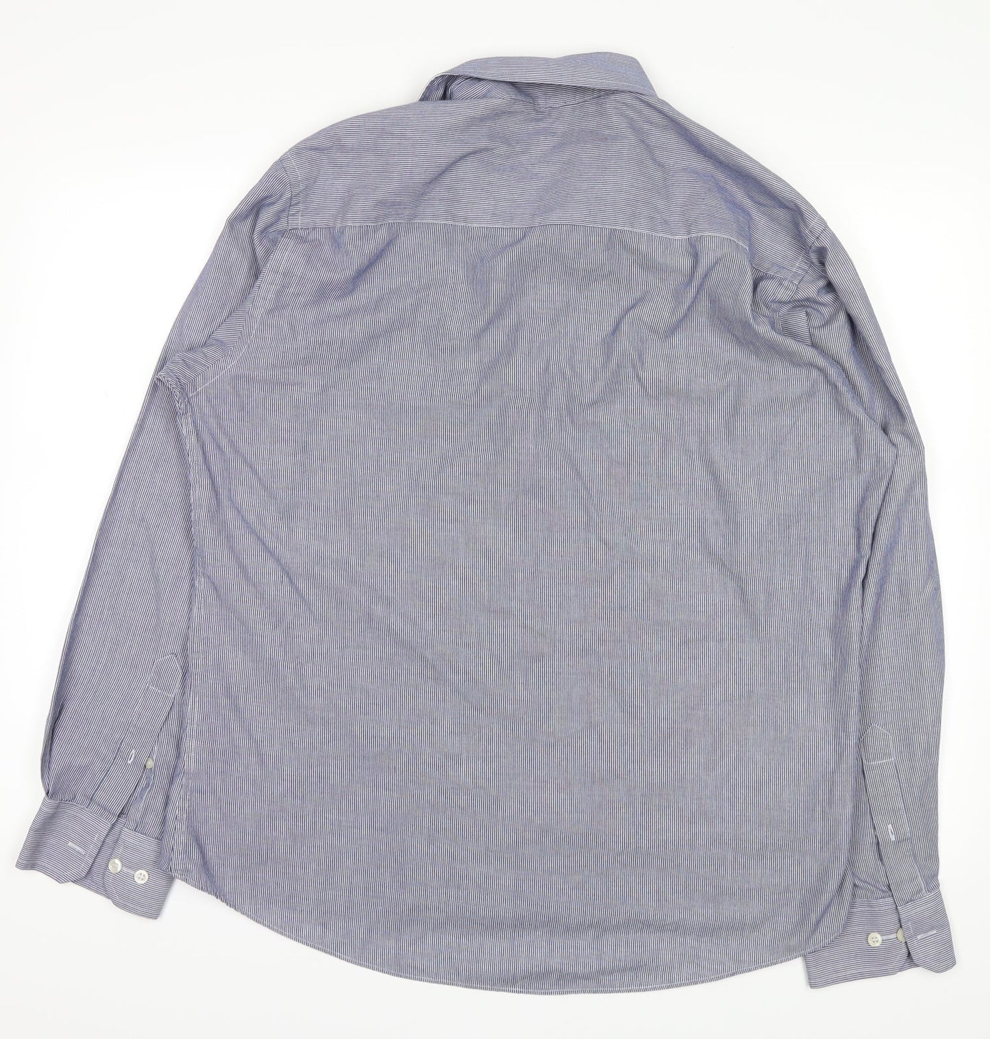 Mens UK Size 15 cedarwood Blue  Button-Up Long Sleeve Casual Shirt