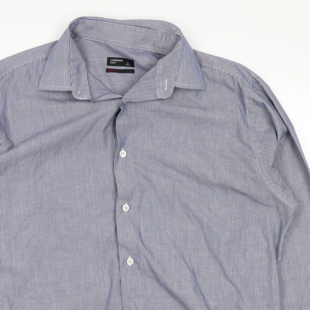 Mens UK Size 15 cedarwood Blue  Button-Up Long Sleeve Casual Shirt