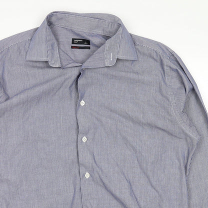 Mens UK Size 15 cedarwood Blue  Button-Up Long Sleeve Casual Shirt