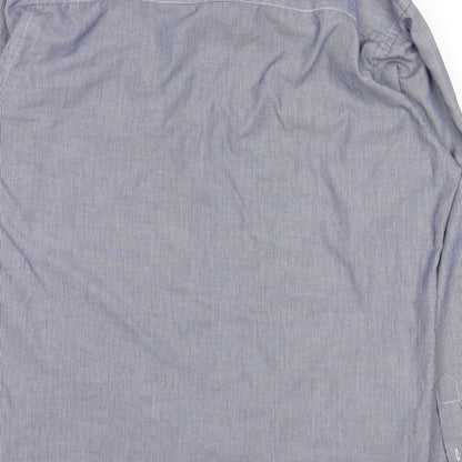 Mens UK Size 15 cedarwood Blue  Button-Up Long Sleeve Casual Shirt