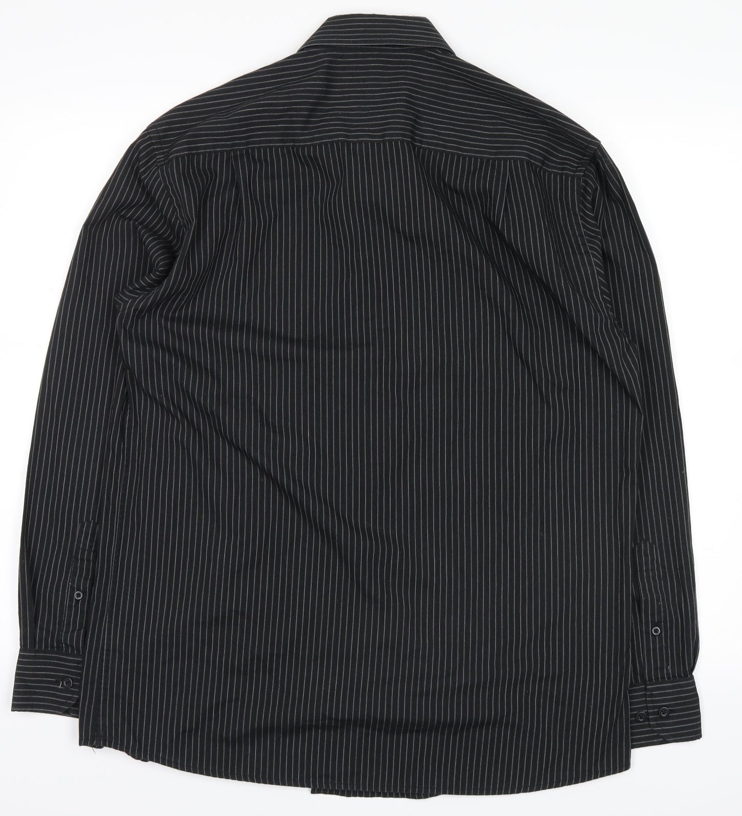 George Mens Black Striped   Button-Up Size 15.5