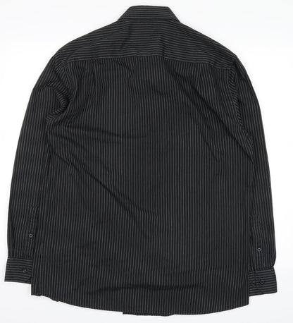 George Mens Black Striped   Button-Up Size 15.5