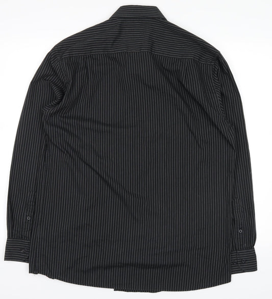 George Mens Black Striped   Button-Up Size 15.5