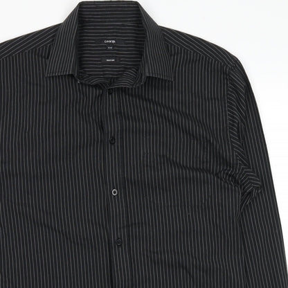 George Mens Black Striped   Button-Up Size 15.5