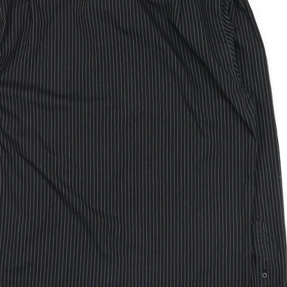George Mens Black Striped   Button-Up Size 15.5