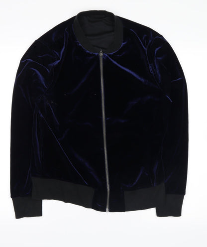 Very Womens Blue  Velvet Full Zip Sweatshirt Size 14