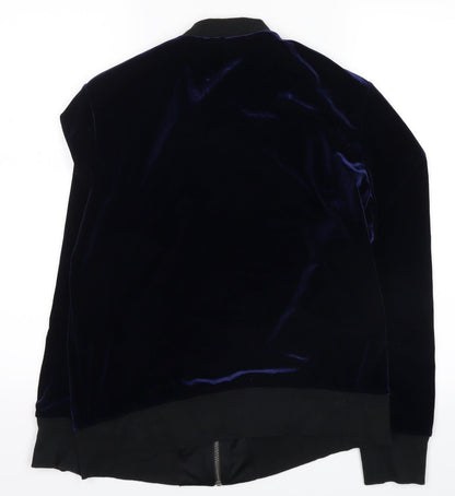 Very Womens Blue  Velvet Full Zip Sweatshirt Size 14