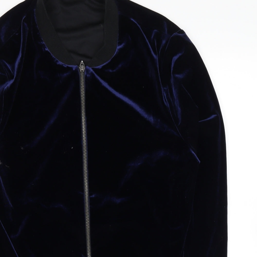 Very Womens Blue  Velvet Full Zip Sweatshirt Size 14