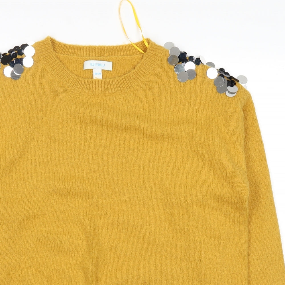 blue vanilla Womens Yellow   Pullover Jumper Size S