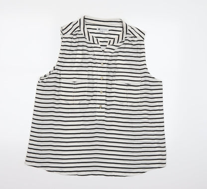 Rockmans Womens White Striped  Basic Blouse Size 16