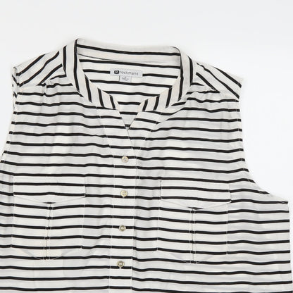 Rockmans Womens White Striped  Basic Blouse Size 16
