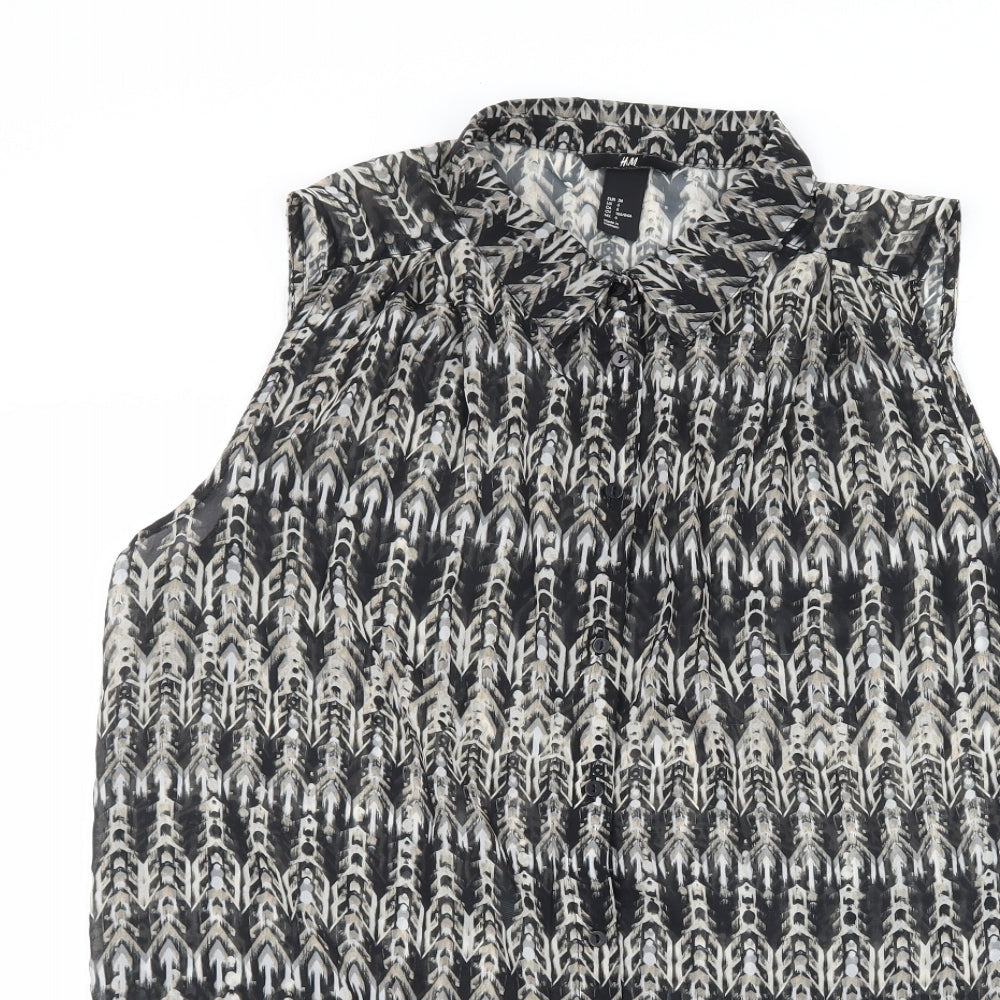 Womens UK Size 8 H&M Grey Basic Button-Up