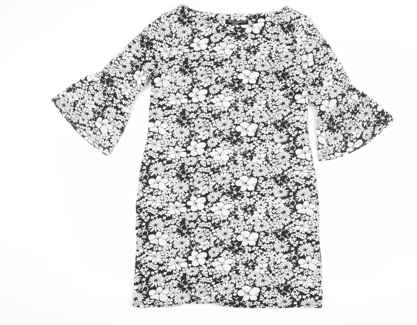 Marina Kaneva Womens Black Floral  Bodycon  Size 12