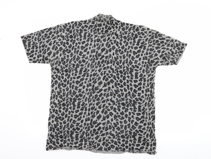 Ann Harvey Womens Grey Animal Print  Basic T-Shirt Size 20