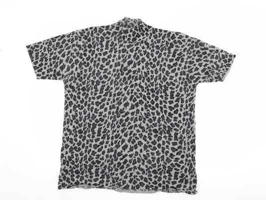 Ann Harvey Womens Grey Animal Print  Basic T-Shirt Size 20