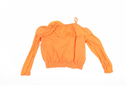 H&M Girls Orange   Basic T-Shirt Size 14 Years  - Cut Out Shoulder