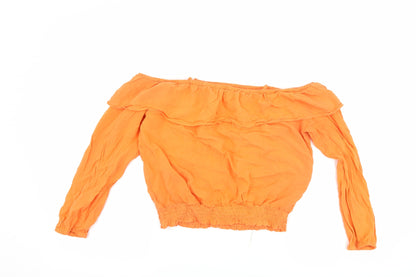 H&M Girls Orange   Basic T-Shirt Size 14 Years  - Cut Out Shoulder