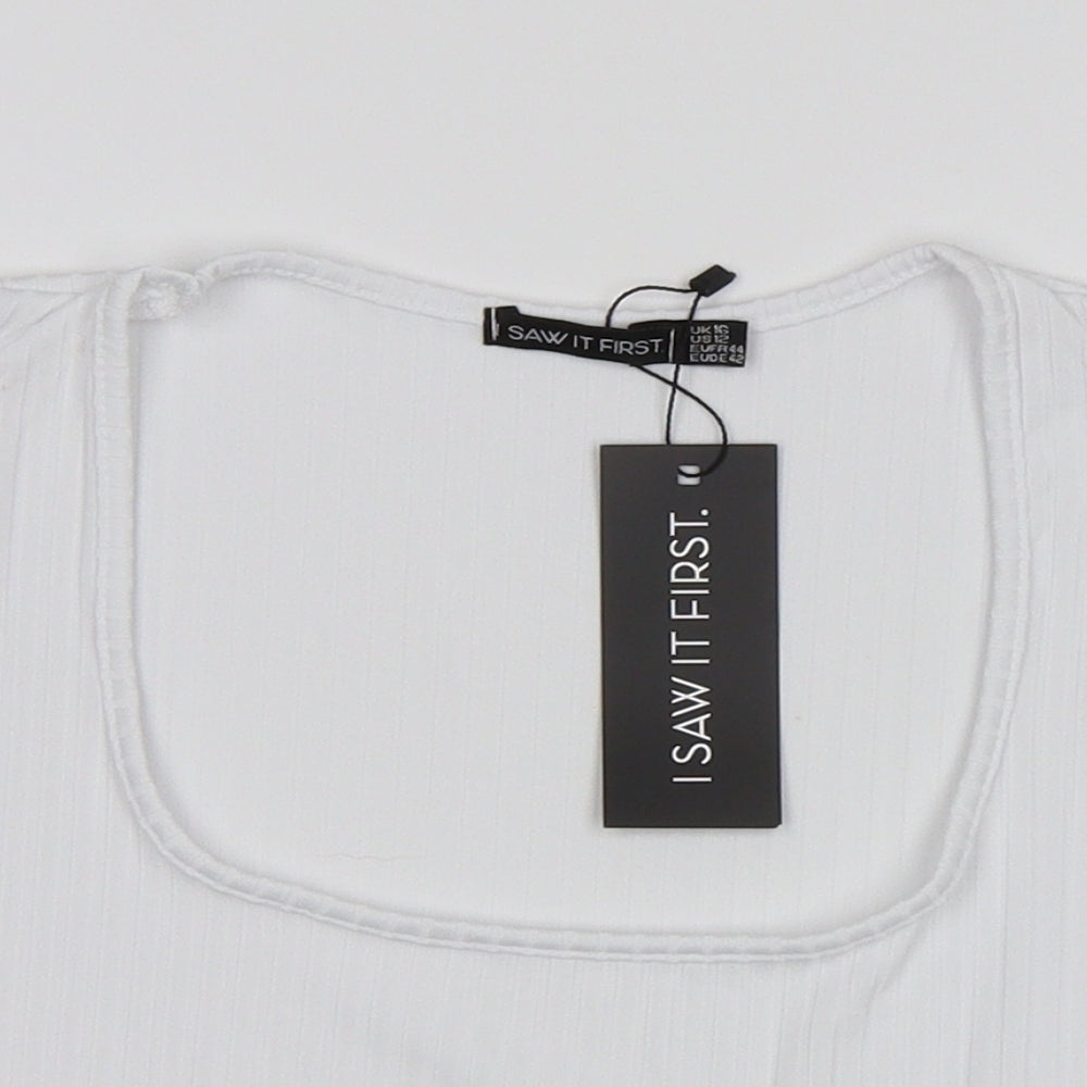 I SAW IT FIRST Womens White   Basic T-Shirt Size 16