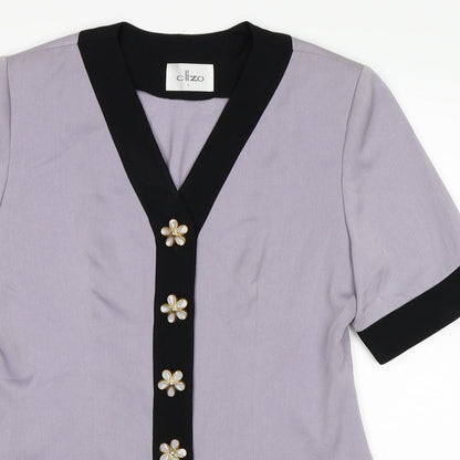 Clizo Womens Purple   Basic Button-Up Size L