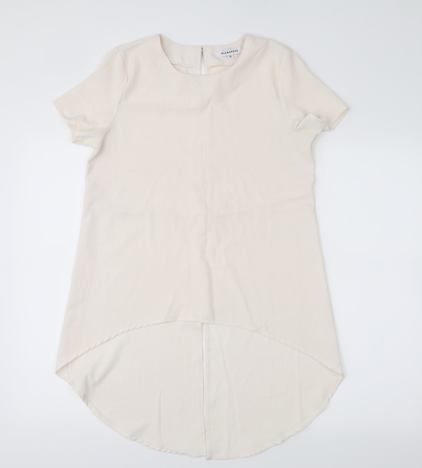 Womens UK Size 10 Glamorous Beige Basic Blouse