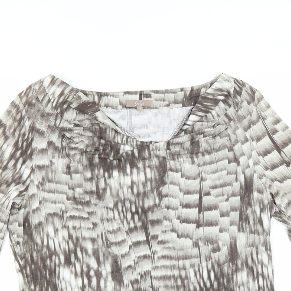 Womens UK Size 14 Soon Grey Basic Blouse