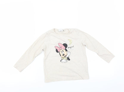 Disney Girls Beige   Basic T-Shirt Size 3-4 Years  - MINNIE MOUSE